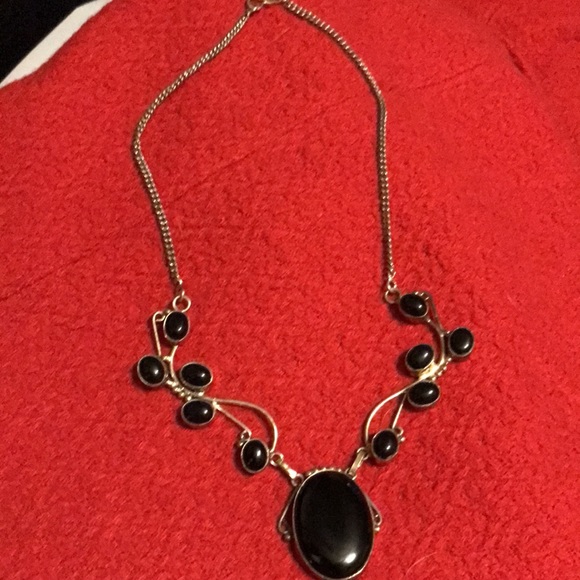 Vtg. 925 sterling silver onyx necklace - Picture 8 of 9
